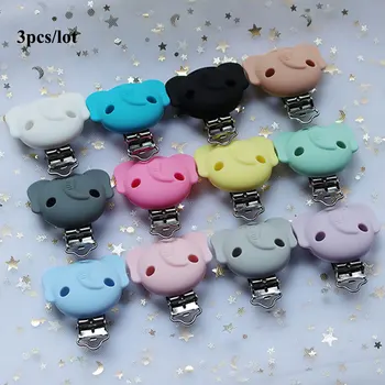 

3Pcs Elephant Mouse Baby Pacifer Clips Perle Silicone Teether Clip DIY Baby Dummy Chain Nipple Holder Animal Nurse Teething Toy
