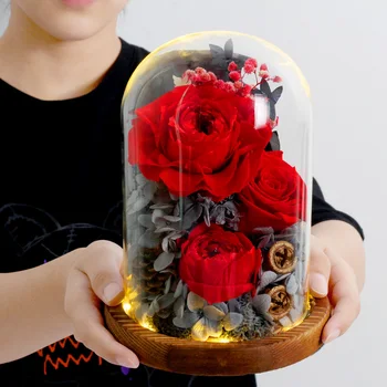 

Wedding Decor Preserved Fresh Rose Led Light In A Flask Beauty and the Beast Immortal Rose New Year Valentine Christmas Gift