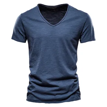 Men V-Neck 100% Cotton T Shirt
