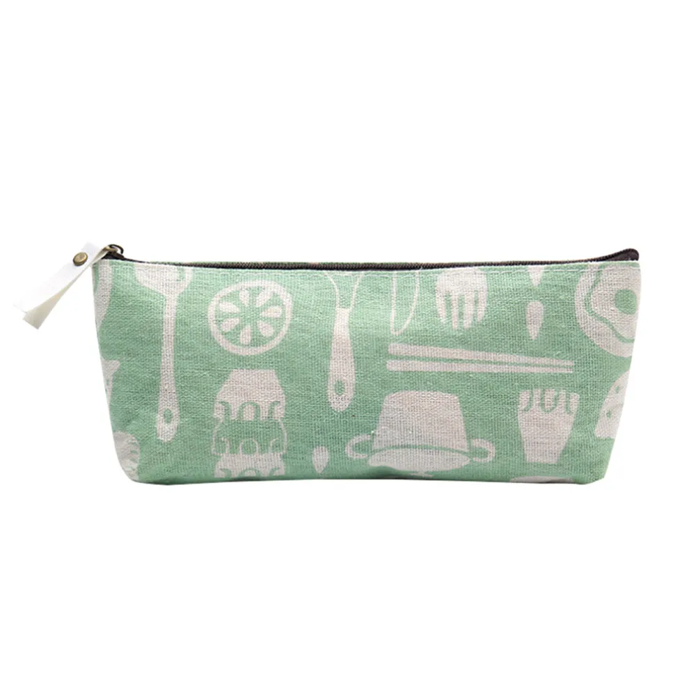 Зеленый Simple and cute zipper stationery bag pencil case Pencil Pen Case Cosmetic Makeup Bag Storage Pouch Purse Students School - Цвет: Зеленый