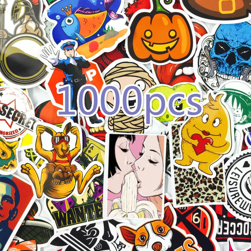 1000 PCS Mix Style Stickers Fridge Skateboard Toys Cool JDM Doodle Decals Home Decor Luggage Car Styling Bike Laptop DIY Sticker