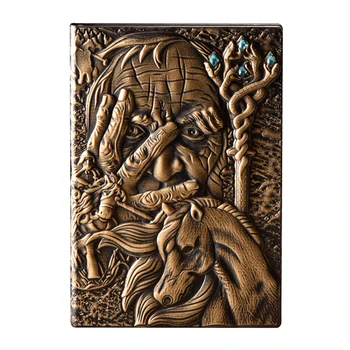 

A5 With Ribbon Marker Diary Gift Thick Pages Notebook Vintage Artificial Leather Hard Cover 3D Embossed Office Business Lined