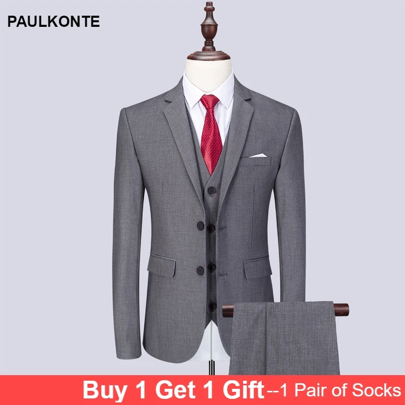 2019 New Three Piece (Jacket+Pants+Vest)Dress Suit Men Tuxedo Suits Single Breasted &Slim-fit Men's Shirt for Wedding Business 2019 New Three Piece (Jacket+Pants+Vest)Dress Suit Men Tuxedo Suits Single Breasted &Slim-fit Men's Shirt for Wedding Business