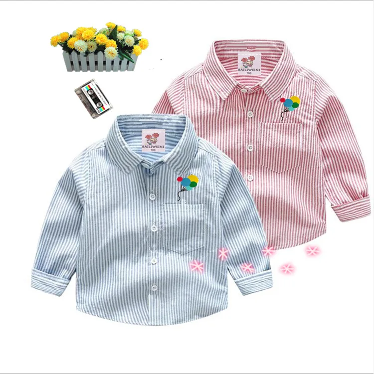 Детская рубашка в Корейском стиле; Осенняя рубашка из чистого хлопка для девочек; рубашка для мальчиков; пальто с вышитым рисунком