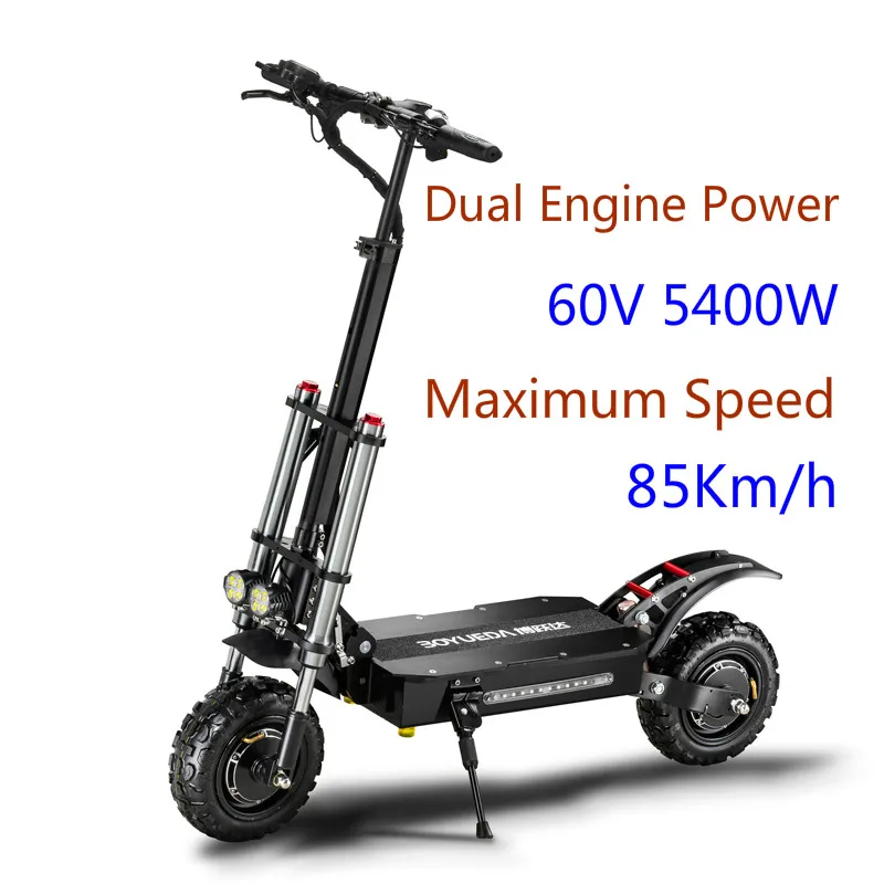 60v5600w Electric Scooter Adults 11 Inch Fat Tire Foldable Cross Country High Speed Dual Drive Motor | Спорт и развлечения