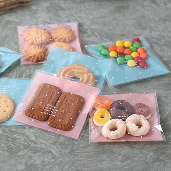

100pcs Self-adhesive Bag Cookie Biscuit Storage Bag Sweets Packing Plastic Gift Pouch