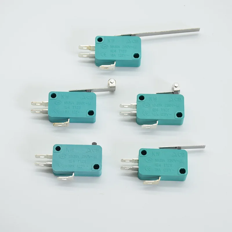 

2pcs Micro Limit Switches 16A 250V 125V NO+NC+COM 3 Pins SPDT Micro Switch 28mm 52mm Arc Roller Lever Touch Switch green
