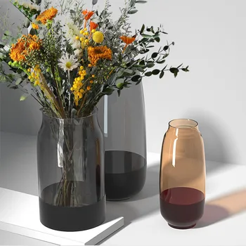 

Nordic Gray Hydroponics Glass Flower Vase Transparent Wedding Display Vases Flower Arrangement Living Room Home Decoration Gift