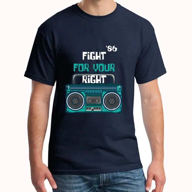

Custom Fight For Your Right Party Jukebox 1986 tshirt girl boy Formal Anti-Wrinkle summer mens t shirt tee black slim fit