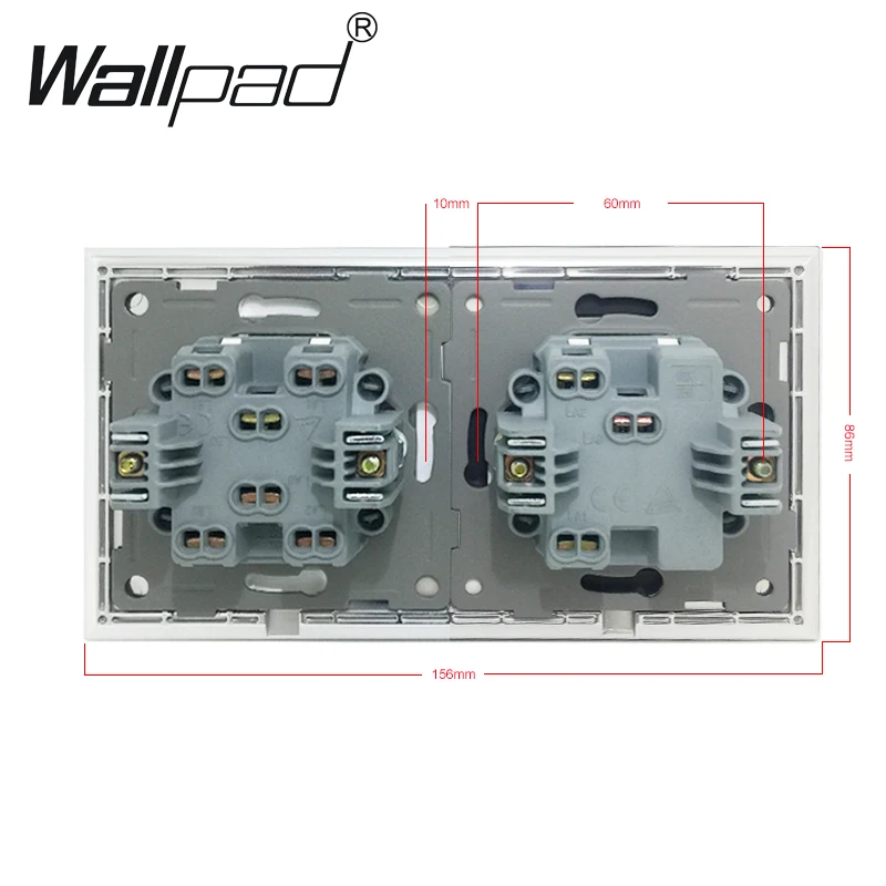 Tanie New Arrival Wallpad luksusowe białe szkło kryształowe Schuko podwójny przełącznik 3 Gang 2 Way ścianie włącznik światła z pazury do montażu na