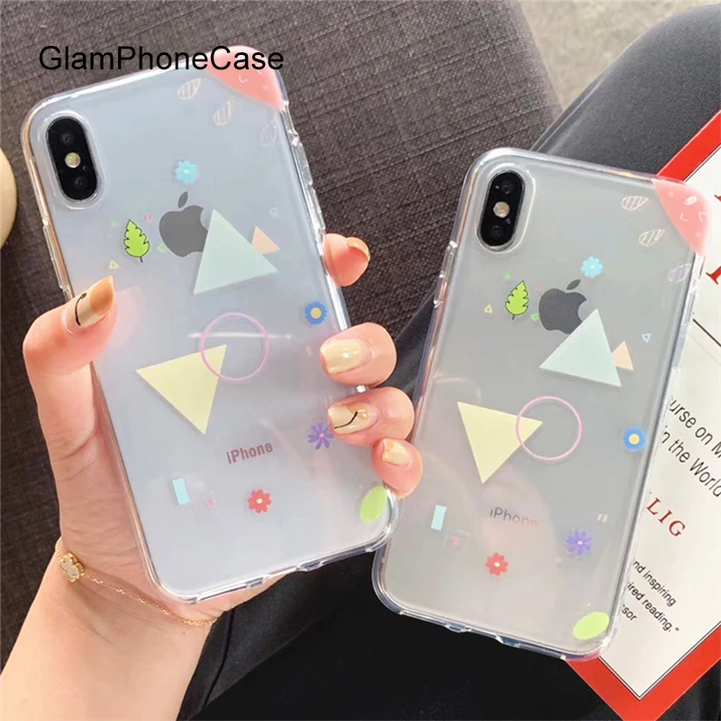 

GlamPhoneCase Transparent Geometry Phone Case For iPhone X XS Max XR Soft Silicone Cover For iPhone 7 8 6 6s Plus Case