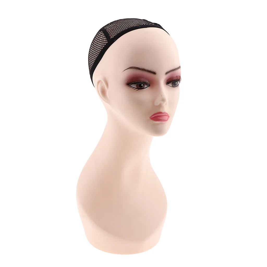 1 Piece Professional Female Flesh Tone Mannequin Head With Wig Net Cap, Long Neck Hat Scarfs Wigs Display Head