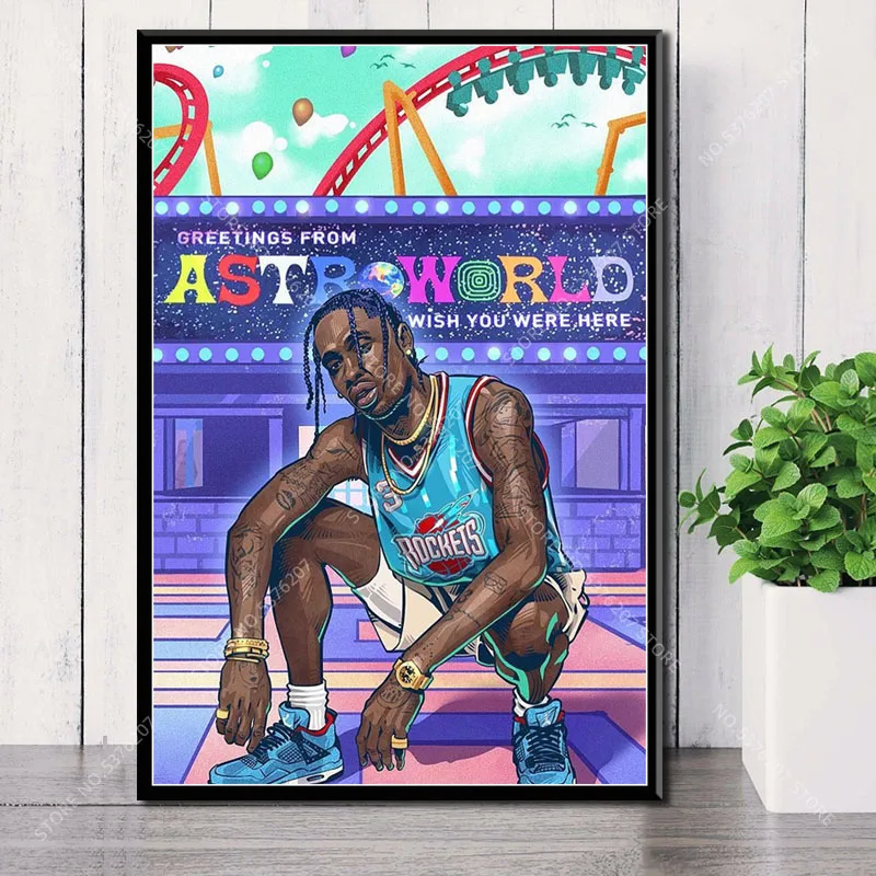 P913 Custom Travis Scott Astroworld Hip Hop Rap Music Star Poster Art Decor