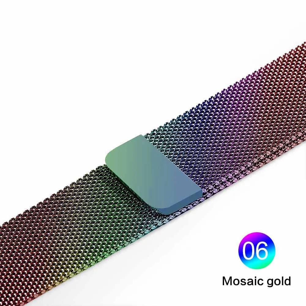 Mosaic gold Миланский Браслет-петля, браслет из нержавеющей стали для Apple Watch, серия 12, 3, 42 мм, 38 мм, Браслет-ремешок для iwatch, серия 4, 5, 40 мм, 44 мм - Цвет ремешка: Mosaic gold