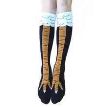 Теплые хлопковые Гольфы; модная курица для девочек; забавные носки с принтом; удобные теплые носки-тапочки без пятки