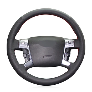 

Hand-stitched Black Artificial Leather Anti-slip Soft Car Steering Wheel Cover for Ford Mondeo Mk4 2007-2012 S-Max 2008