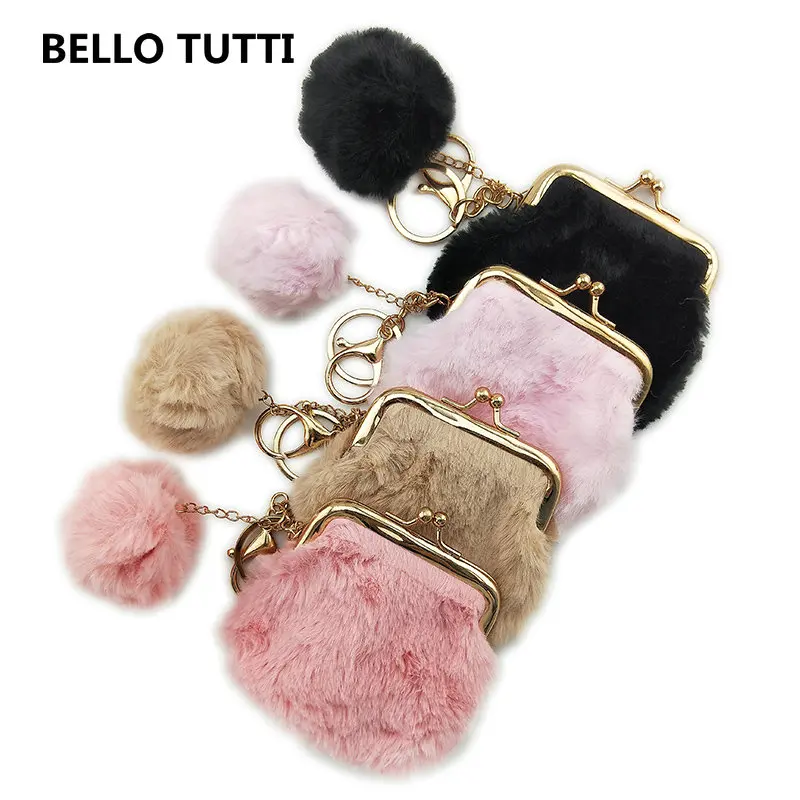 

Модный миниатюрный кошелек BELLO все для женщин, оригинальные новые плюшевые бумажники с зажимом для денег, дамская сумочка с металлической защелкой, сменный клатч