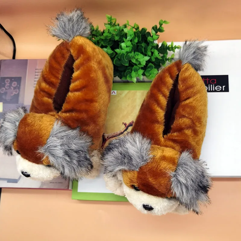 Dog Anime Indoor Slippers Warm Winter Home Fluffy New Fashion Men Women Bread Demon Soft Plush Shoes Unisex Cute Funny Christmas