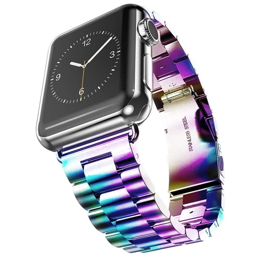Seven colors Ремешок из нержавеющей стали для apple watch band 5 4 44 мм 40 мм correa 42 мм 38 мм iwatch series 3 2 band Link браслет аксессуары для часов - Цвет ремешка: Seven colors