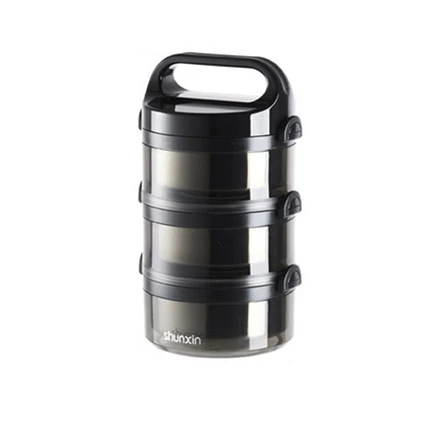 Black-3 Multi-layer Lunch Box High Capacity Stainless Steel Leakproof Food Container Hiking Office School Portable Keep Fresh Bento Box - Цвет: Black-3