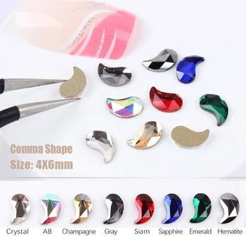 

Hot 4x6mm Comma Nail Art Rhinestone 6 Color Fancy Crystal Stone 30pcs / 100Pcs For DIY Nail Decoration