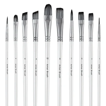 

Paint Brushes Set for Art Acrylic Gouache Oil Watercolor Artist Canvas Synthetic Nylon Tips 10 Pack