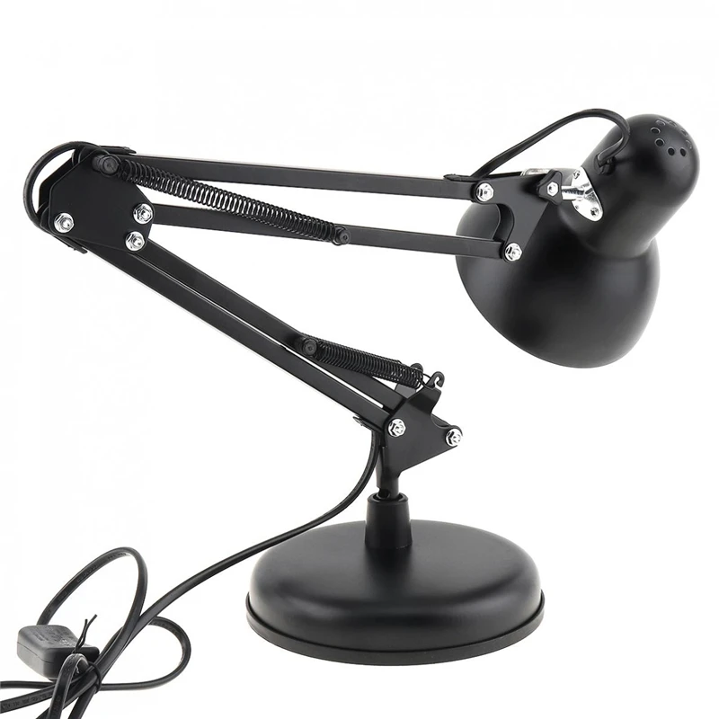 Защитный Настольный светильник для чтения глаз, складной светодиодный настольный светильник с поворотным кронштейном, черный металлический рабочий светильник, 110-220 В, светодиодный Настольный светильник
