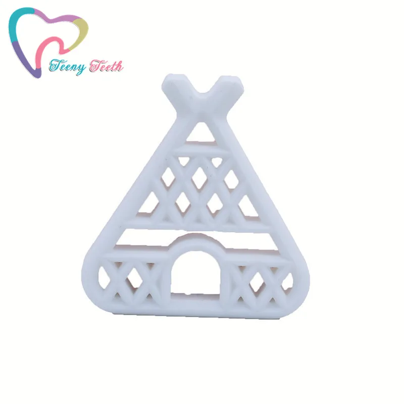 White Силиконовые Прорезыватели для зубов Teeny из 2 предметов, Прорезыватель для зубов, детская пустышка, типи, подвеска «сделай сам», детские ювелирные изделия для кормления, треугольный Прорезыватель - Окраска металла: White