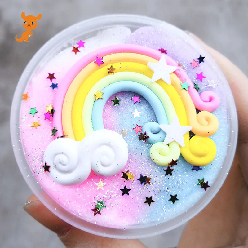 

New Rainbow Wire Drawing Mud Slime Snow Mud Thousand Silk Slime Slime Decompression Plasticine Toys cloud slime slime toys