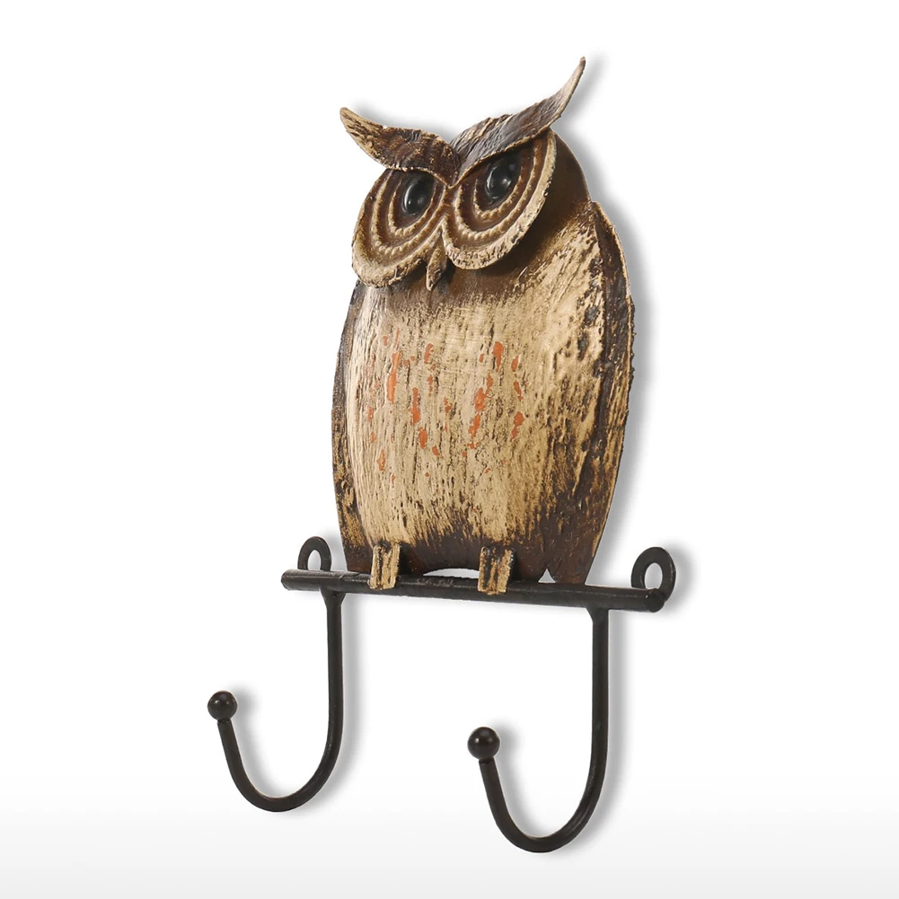Vintage Organizer Wall Hook Supplies Kitchen Rustic Owl Coat Hat Holder Metal Sculpture Hangers Bathroom Clothes Iron Keys Home