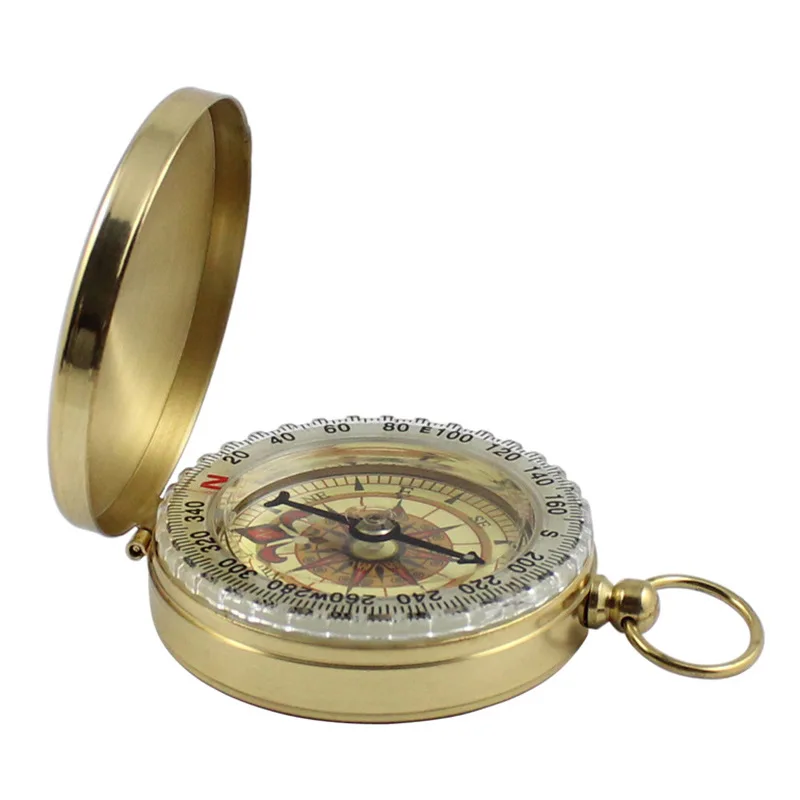 High Quality Camping Hiking Pocket Brass Golden Compass Portable Compass Navigation for Outdoor Activities 4