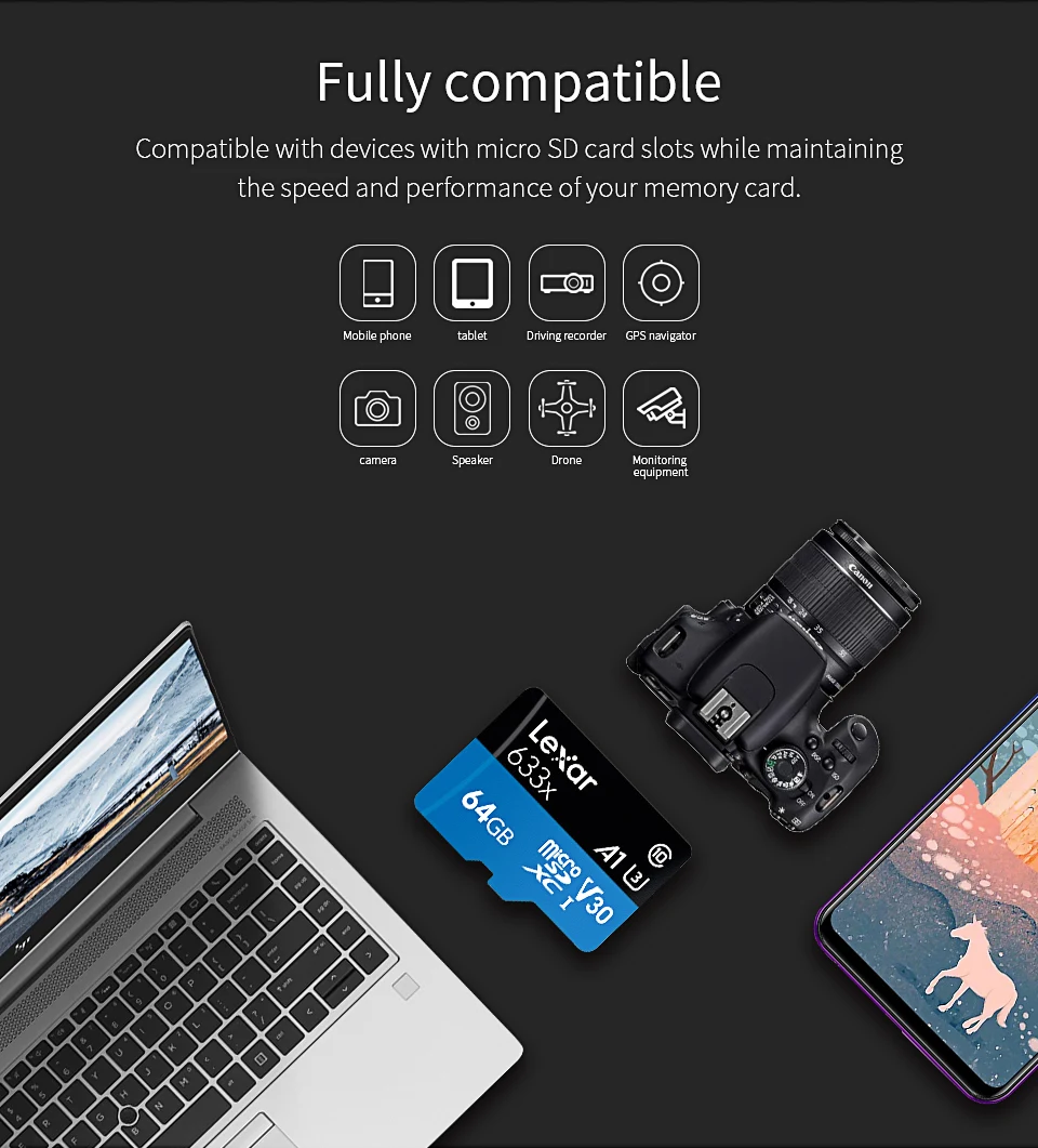 Lexar карта памяти Micro sd класса 10 32 GB/64 GB до 95 МБ/с. Micro sd карты 128 ГБ 256 ГБ флэш-карта TF мини-карты с читателя
