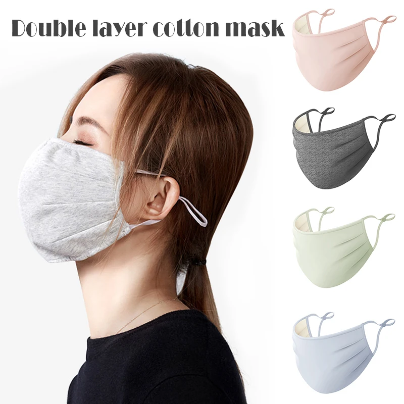 

IN STOCKPrevent pollution Mouth Mask Double Layer Washable Soft Face Mask Anti-dust for Men Women Outdoor Sports Prevent saliva