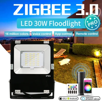 

GLEDOPTO ZigBee 3.0 RGBCCT 10W Smart Floodlight IP65 waterproof App/Voice/RF Works with Amazon echo plus SmartThings