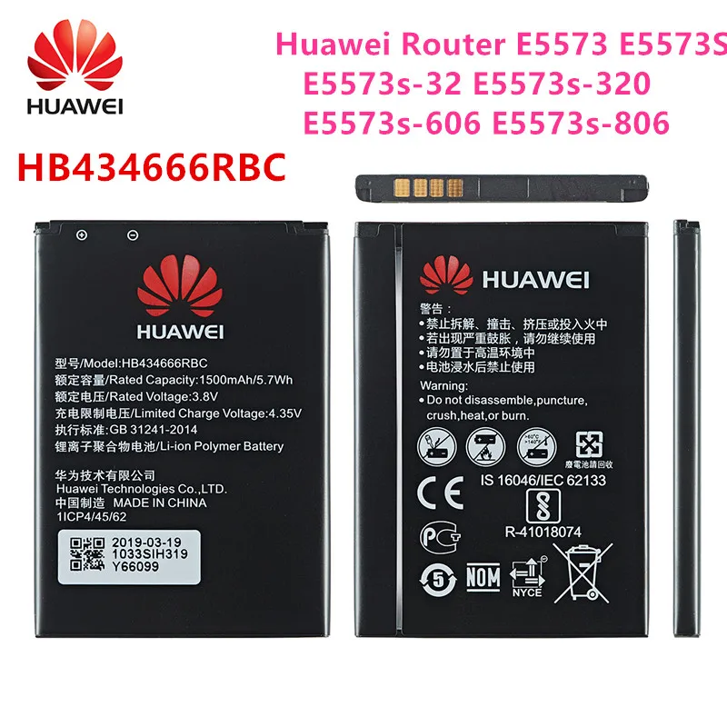 Оригинальная батарея 100% HB434666RBC 1500 мАч для маршрутизатора Huawei E5573 E5573S | Мобильные