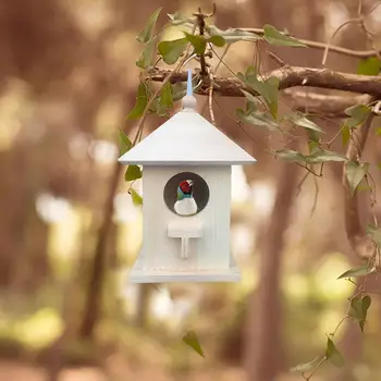 

Outdoor Bird Feeder Bird Breeding Box Cage with A Hanging Rope Wooden Hexagonal Bird House for Garden Balcony Wild Use