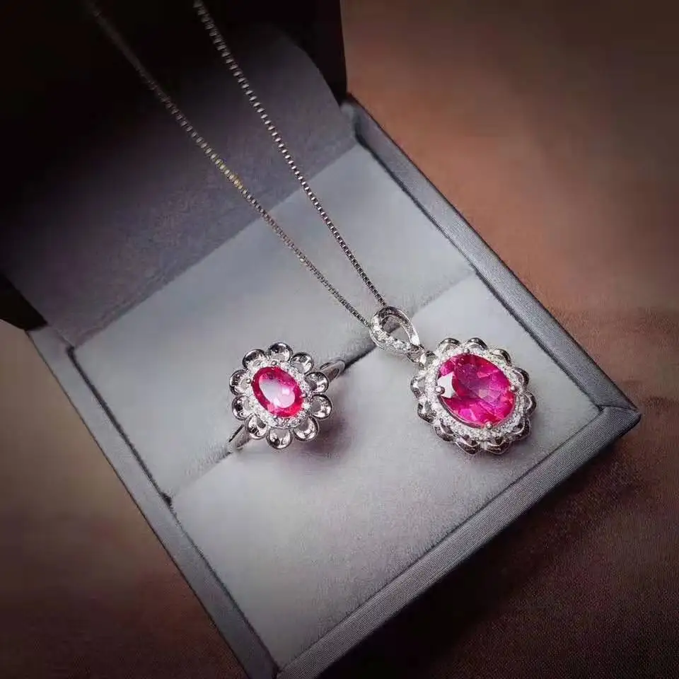 Platinum Set Топаз S925 кольцо кулон набор модные классические ювелирные изделия Подходит для женщин вечерние - Цвет камня: Platinum Set