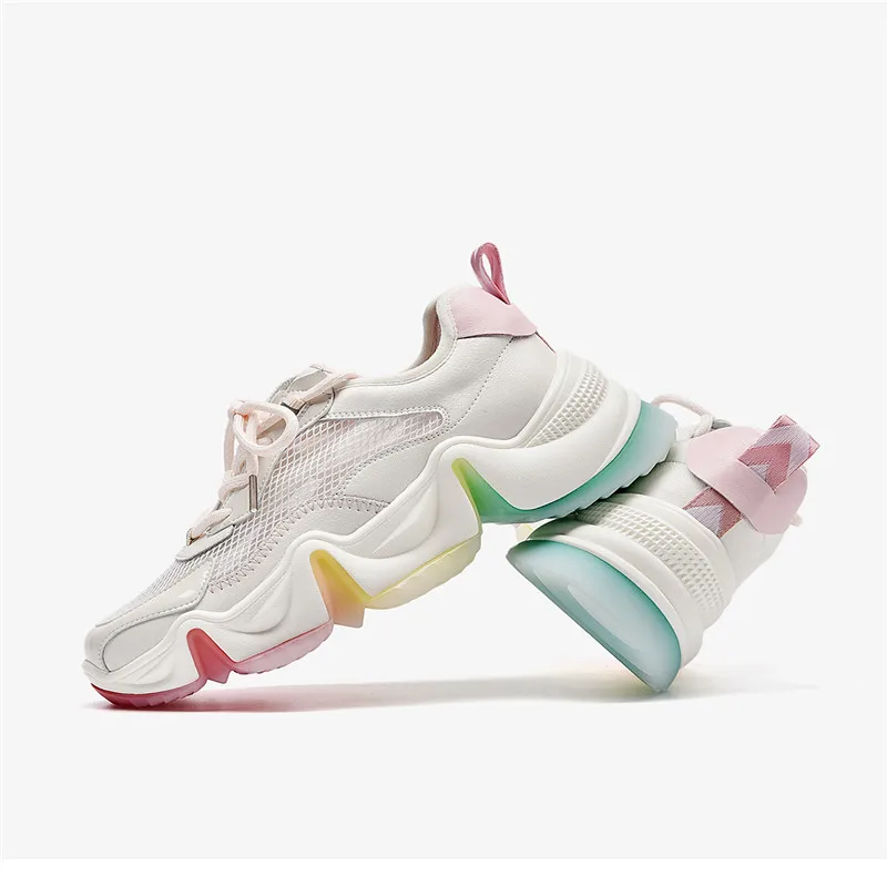 

High Quality Women's Running Shoes Genuine leather rainbow Women Jogging Sports Shoes Outdoor Non-slip Sneakers Women Shoes