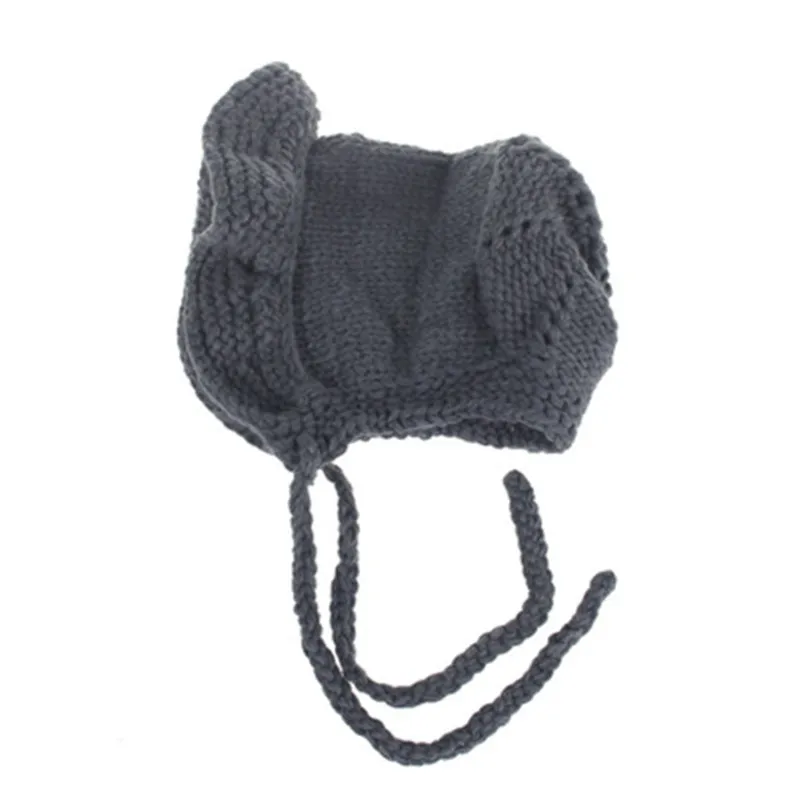 Детская шапка Skullies Beanies, шапка, Осень-зима, однотонная шерстяная вязаная теплая шапка с ушками для мальчиков и девочек, модные аксессуары-XMC