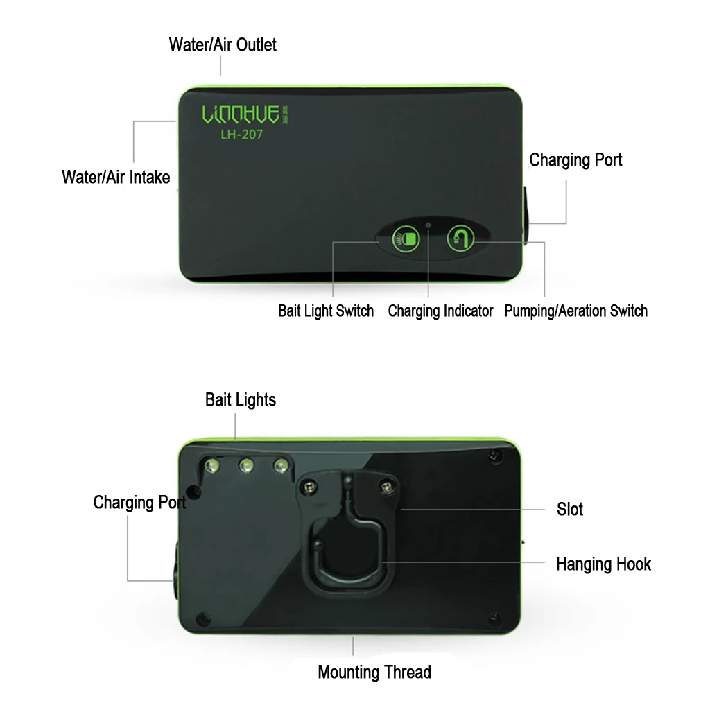 Plastic Mini Oxygenated Aerator USB Rechargeable Battery for Pumping Water Absorber Machine Water Pump Fishing Tools