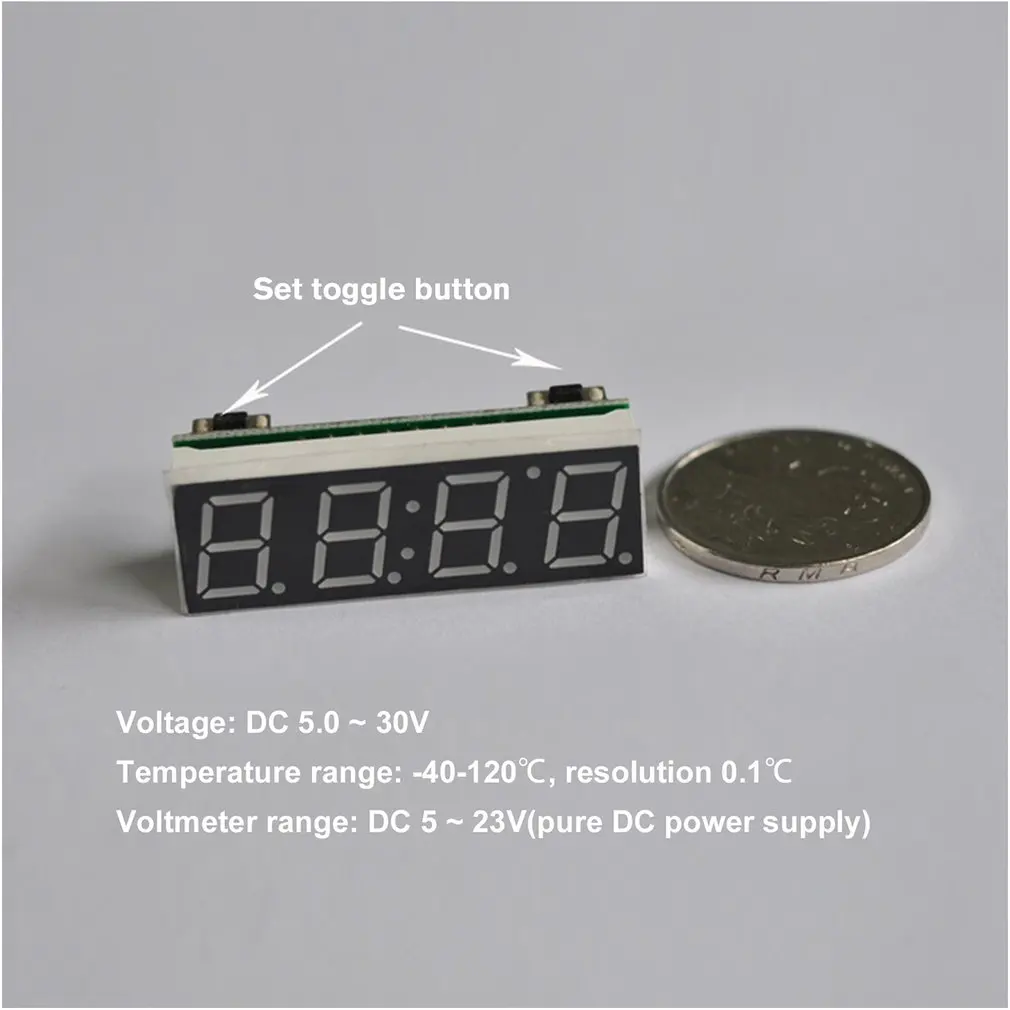 3 в 1 цифровой светодиодный модуль для измерения температуры и напряжения, Мини вольтметр, термометр для автомобиля Arduino, электронный DIY