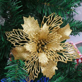 

5Pc Glitter Christmas Flower Tree Hanging Ornaments Festival Xmas Decor Christmas Flowers Noel Kerstmis-