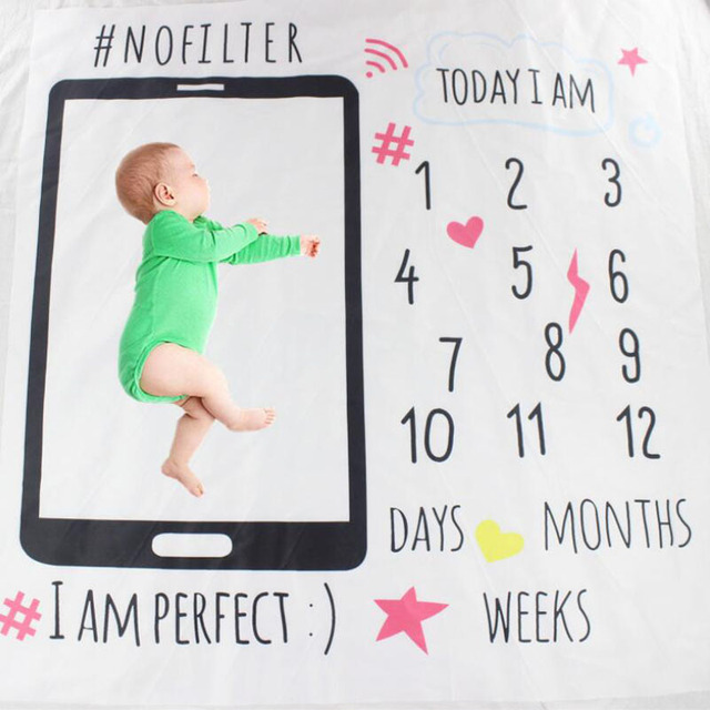 Cloth for Infant Boy Girls Photography Accessories Newborn Baby Monthly Growth Milestone Blanket Photography Prop