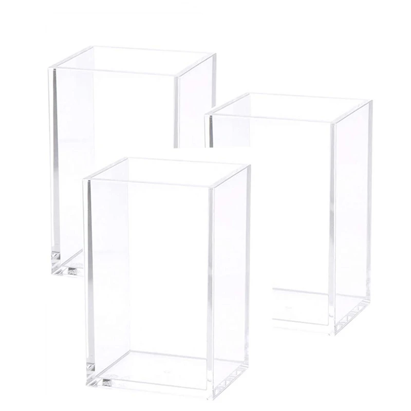 

Acrylic Pen Holder Clear Desktop Pencil Cup Stationery Organizer Pot Holders for Office Desk (3 Pack)