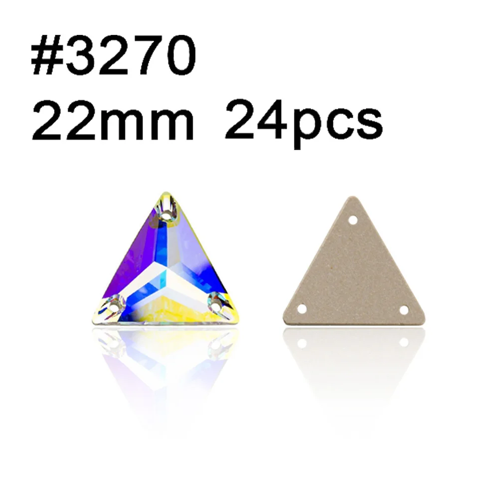 Triangle 22mm 24pcs Смешанные Стразы размеры формы шитье Кристалл AB пришить стразы с плоской задней частью стразы кристаллы пришить камни для свадебного платья ремесла - Цвет: Triangle 22mm 24pcs