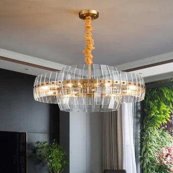 

Chandelier for Living room Crystal Round Ceiling Chandlier Kitchen for Home Decoration LED Rectangle Indoor Lighting