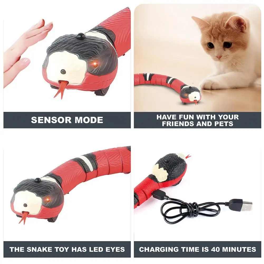 Interactive Cat Toys Smart Induction Electric Simulation Snake Toy USB Charging Kitten Toys