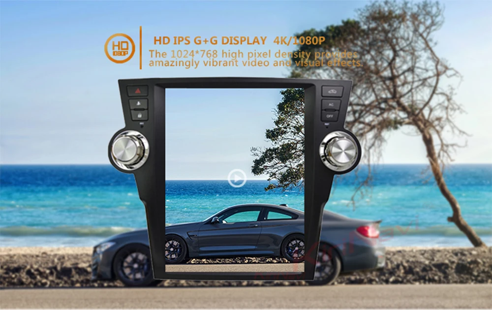 KiriNavi вертикальный экран Tesla стиль 12,1 ''Android 8,1 автомобильный Dvd мультимедийный плеер для Toyota Highlander gps навигация 2009-2013