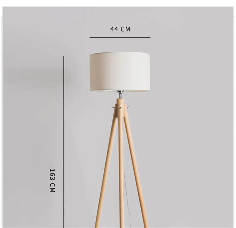 Nordic Wood fabric LED Floor Lamps For Living Room Triangle Floor Lights Lighting Bedroom Study Home Decor Standing Lamp