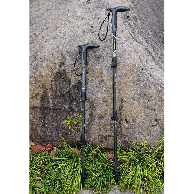 Short T-handle Walking Stick 46-100cm Carbon Fibers 3 Sections Telescopic Mountain-climbing Crutch 6